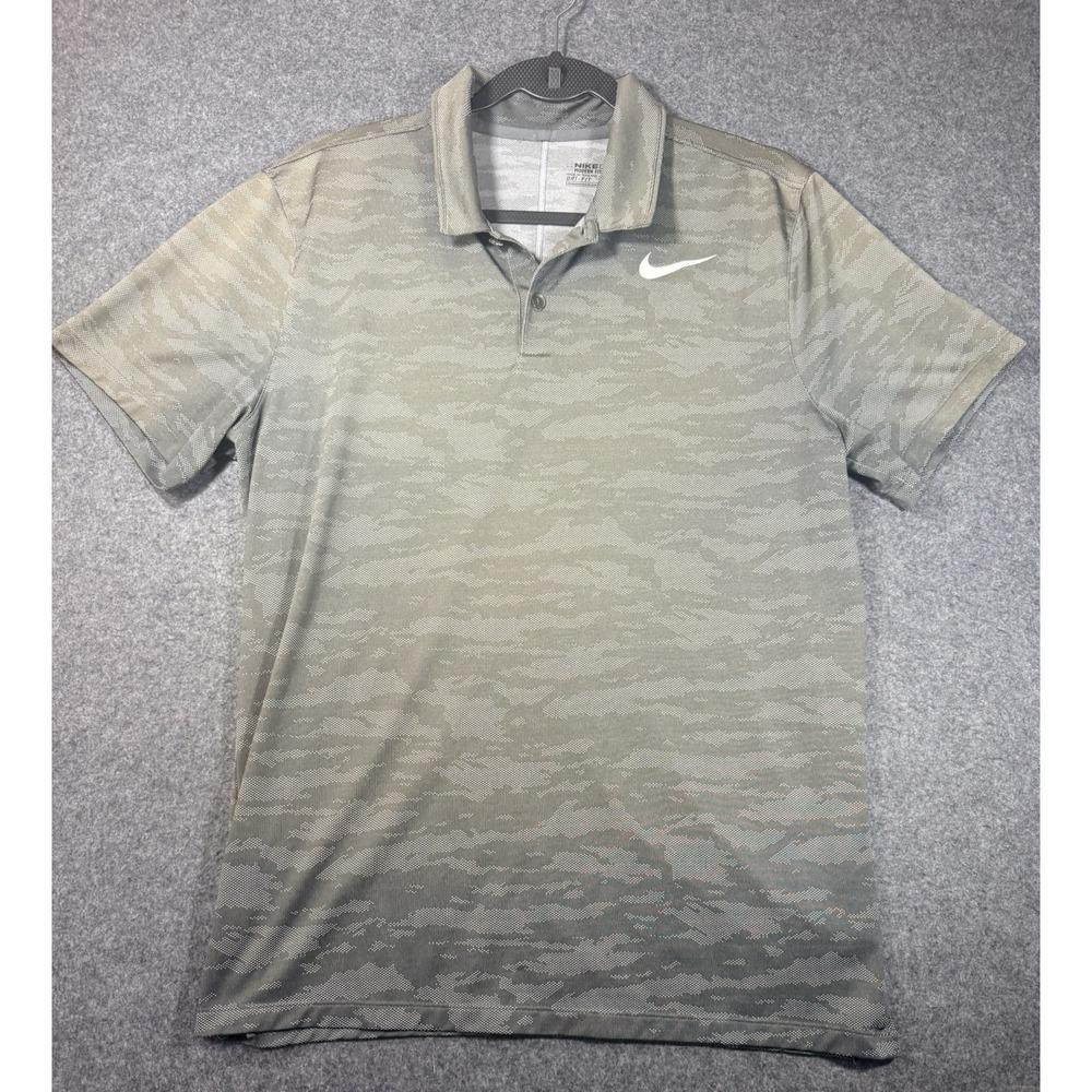 Nike Golf Modern Fit Dri-Fit Polo Shirt Gray Camo Size L
